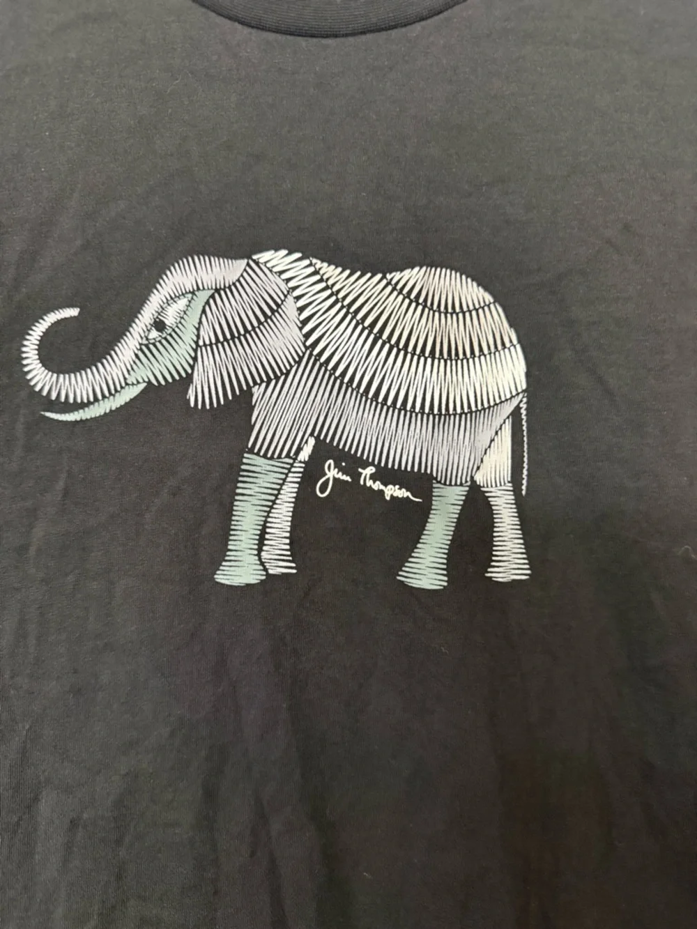 Jim Thompson Black Tee with Mint Elephant Graphic size xl - Picture 2 of 6